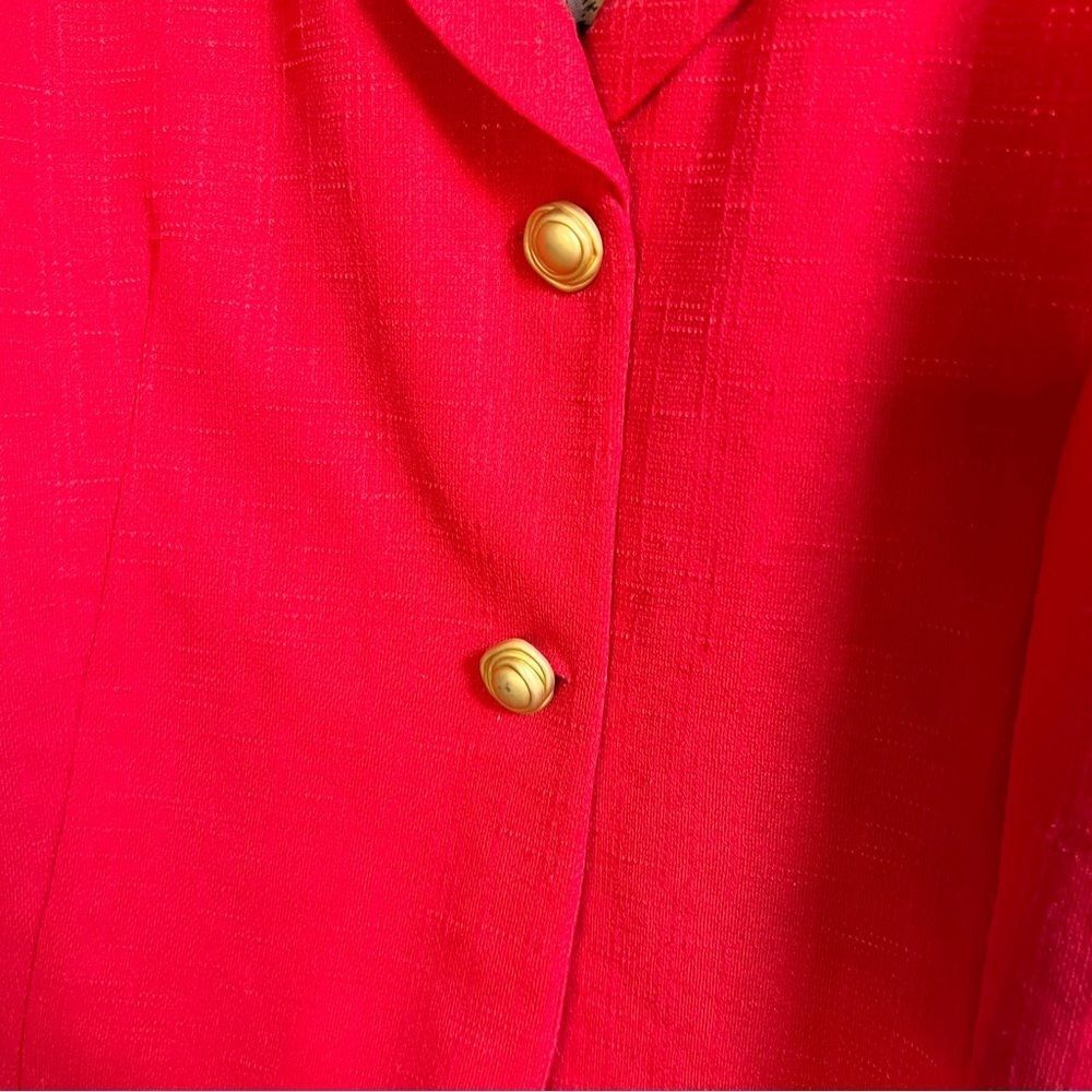 Vintage 80s 90s Pablo Collection Short Sleeve Red Paisley Midi Skirt Suit Set 16 - Picture 7 of 8